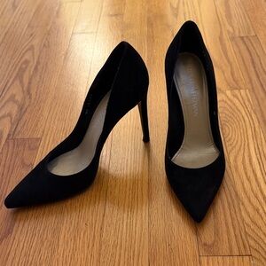 Stuart Weitzman Power 85 Black Suede Pumps